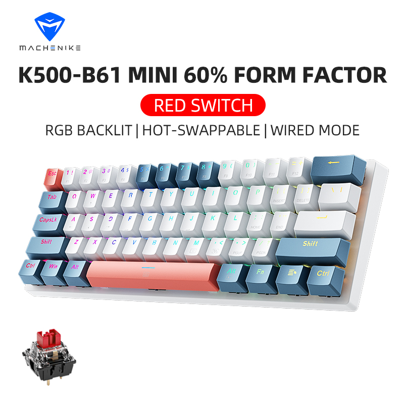 Gaming Keyboard Hot Swappable - K500-B61 마체니크 미니 기계식 키보드 60%