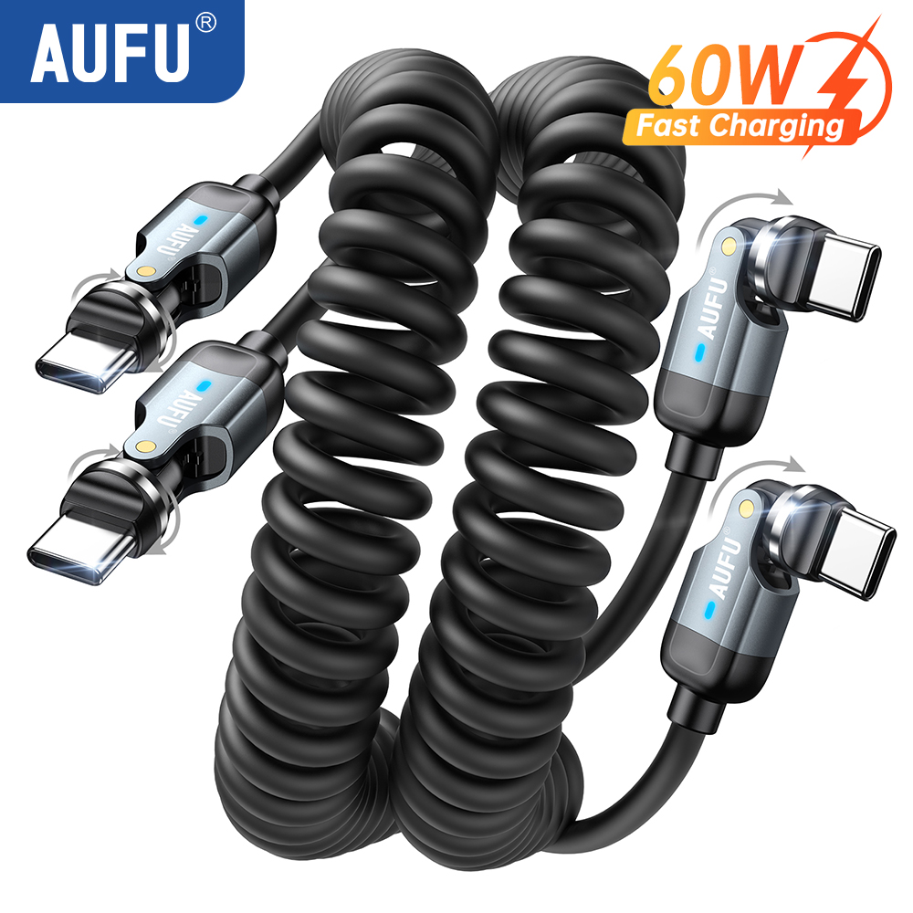 Coiled Usb Cable - AUFU 540 ° USB C to
