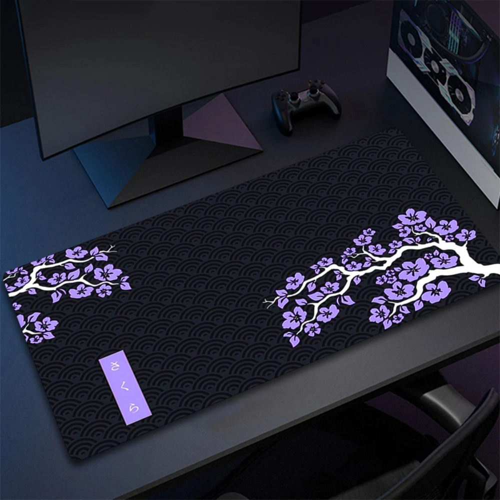 Keyboard Mouse Bundle Gaming - 보라색 사쿠라 마우스 패드 대형 마우스