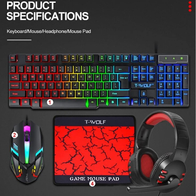 Gaming Keyboard And Mouse Combo - 스페인어 러시아어 키보드 레이아웃 게이밍 콤보
