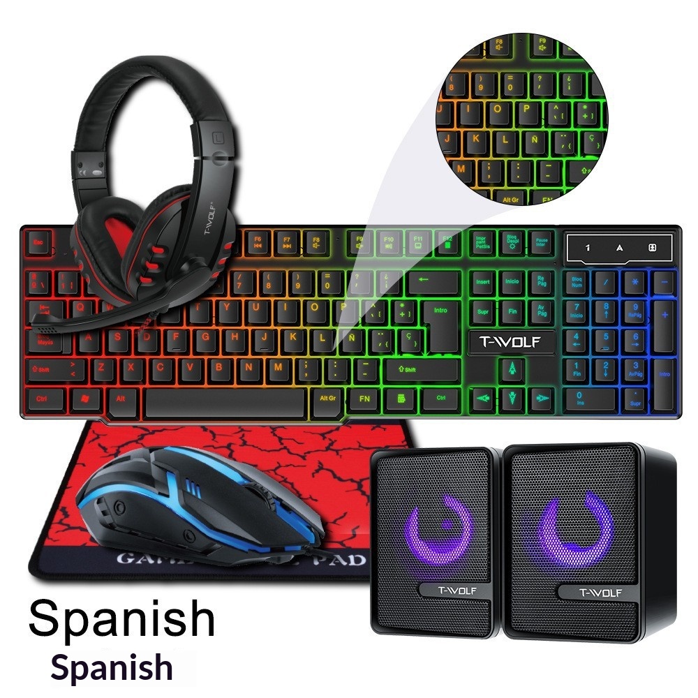 스페인어 러시아어 키보드 레이아웃 게이밍 콤보 4 in - Gaming Keyboard And Mouse Combo 리뷰 및 가격