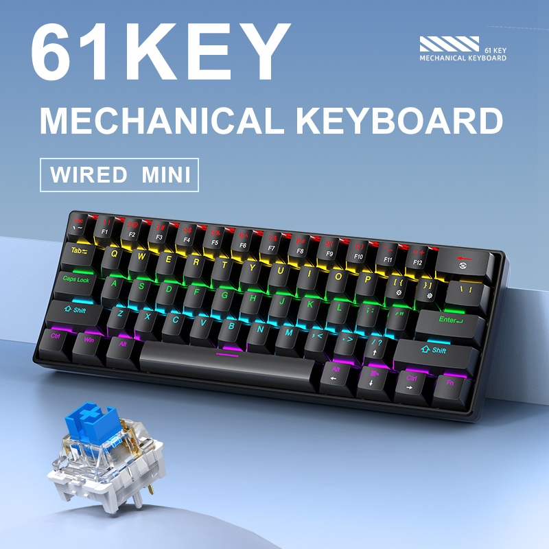 K61 유선 기계식 게이밍 키보드, 60% 61키 미니 - Gaming Keyboard And Mouse Combo 리뷰 및 가격