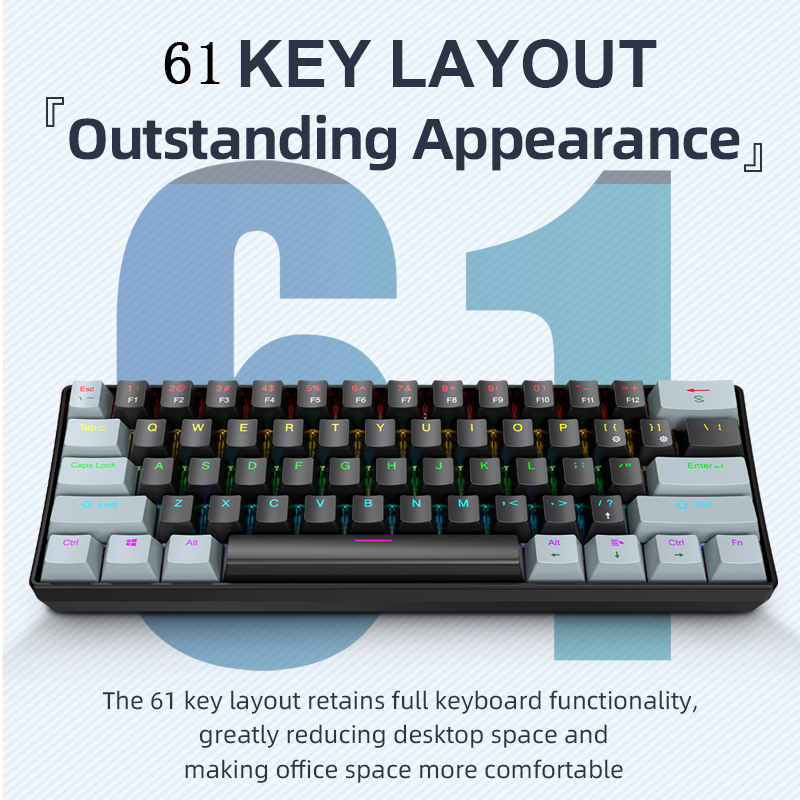 K61 유선 기계식 게이밍 키보드, 60% 61키 미니 - Gaming Keyboard And Mouse Combo 리뷰 및 가격