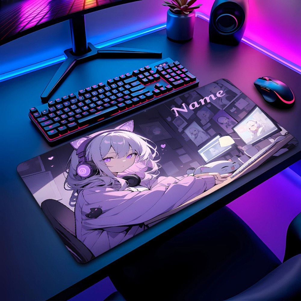 맞춤형 이름 애니메이션 소녀 게임용 데스크 매트, 사무 - Gaming Keyboard Name 리뷰 및 가격