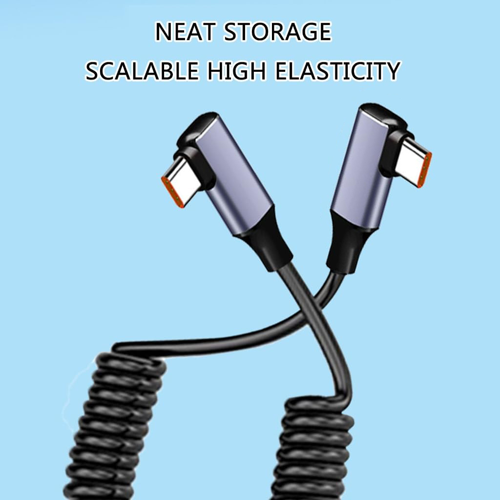 240W PD 코일 스프링 타입-C 케이블 90도 엘보 - Coiled Usb Cable 리뷰 및 가격