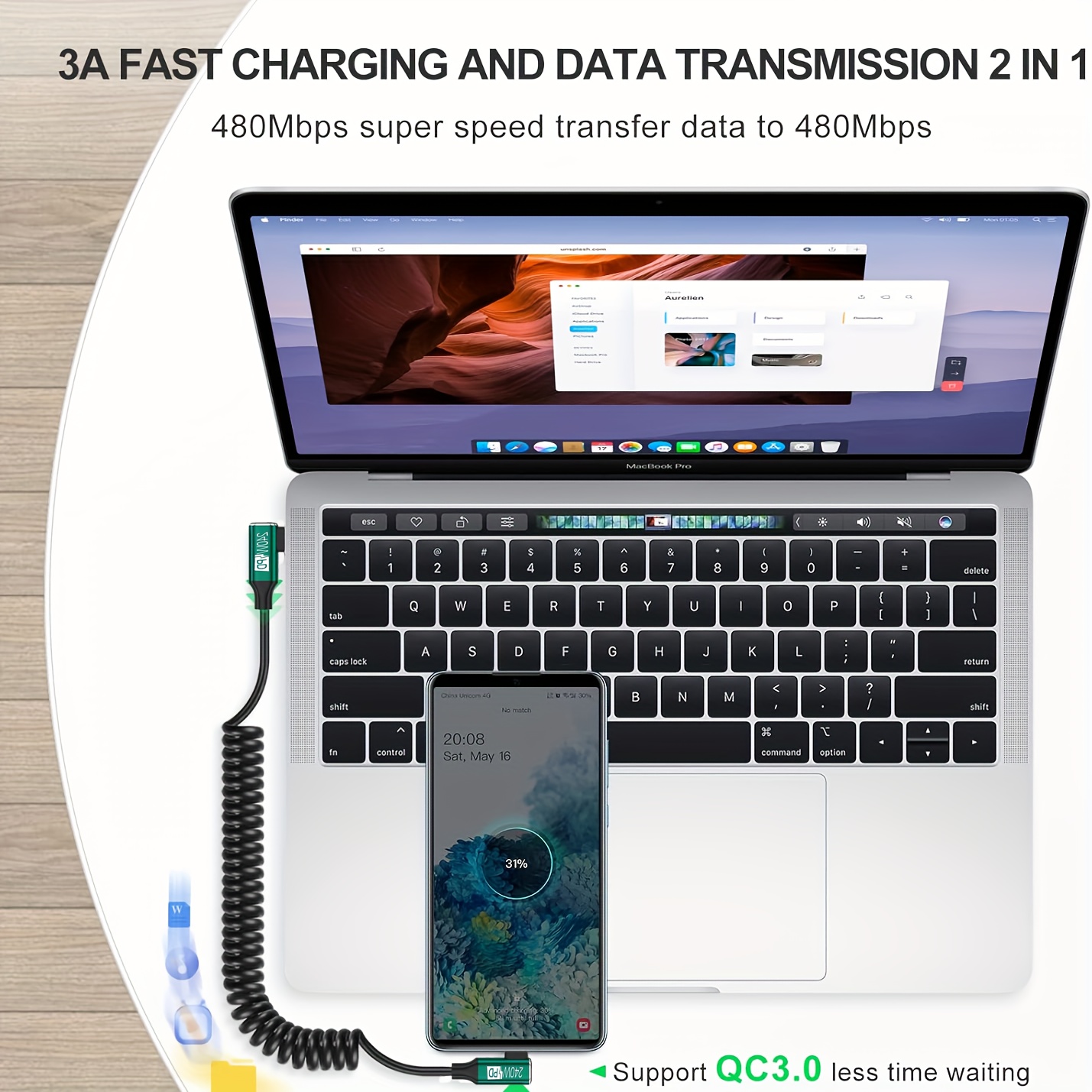USB-C to USB-C 코일 케이블, PD240W  - Coiled Usb Cable 리뷰 및 가격